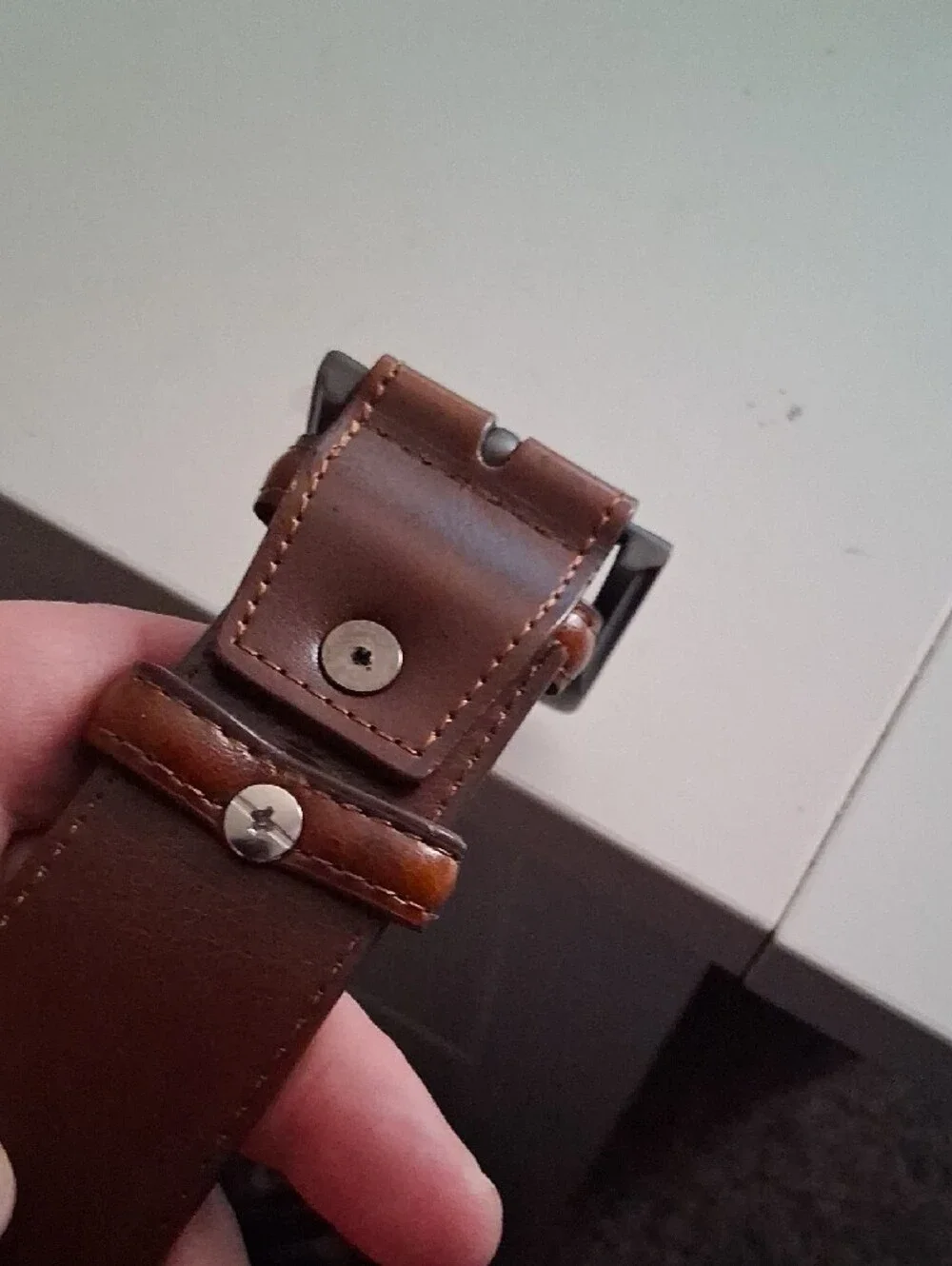 Men's Leather Casual Belt in Brown with Silver Buckle Size 54-58/1.5